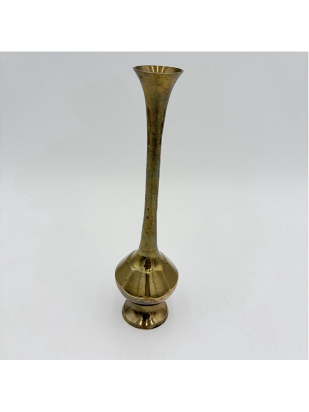 Vintage 1970's Enesco Solid Brass Bud Vase 9" Tall